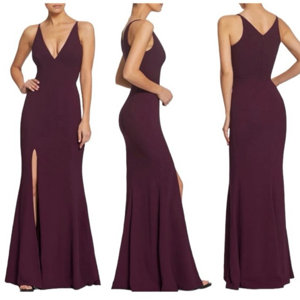 Dress The Population Iris Slit Crepe Gown